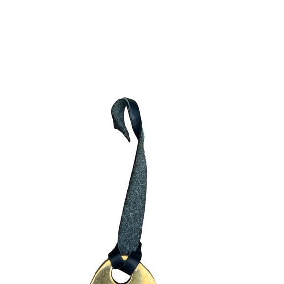 Dooney & Bourke Vintage Brass Hang Tag Purse Charm Tag Logo Blue Leather EUC - Picture 4 of 6